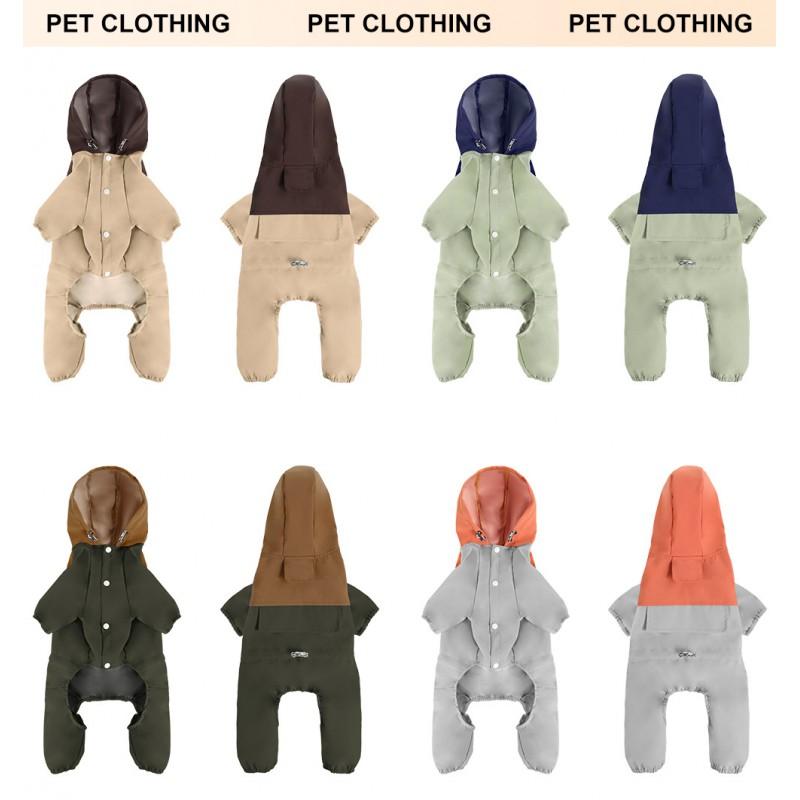 Waterproof Pet Raincoat Small To Medium Dogs Four-Legged All-Weather Outdoor Coat In Classic British Style