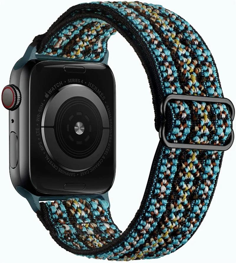 Elastyczny Nylonowy Pasek do Apple Watch ultra 2 49mm Seria 9/8/7 41mm 45mm38/42-40mm/44mm Boho Bransoletka iWatch 6 5 4 3 Se Pasek