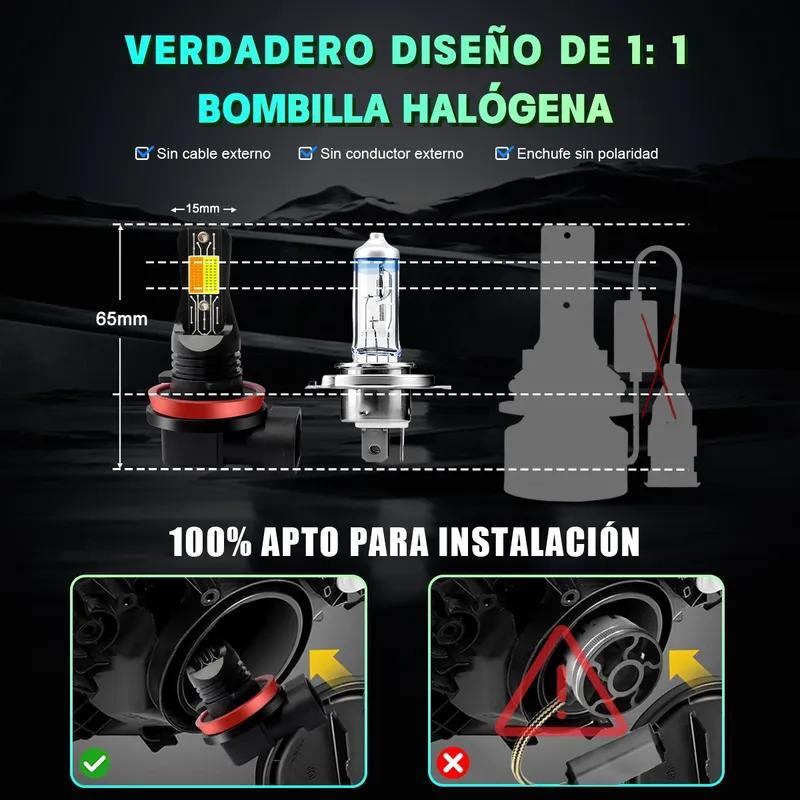 Tricolor Strobe H11 H8 9006 HB4 HB3 9005 H1 H3 H7 880 881 5202 H16 COB Fog Lights LED Bulb Car Day Driving Running Light 3000LM