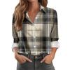Women's Casual Fashion Plaid Print Half-Open Collar Long Sleeve Shirt