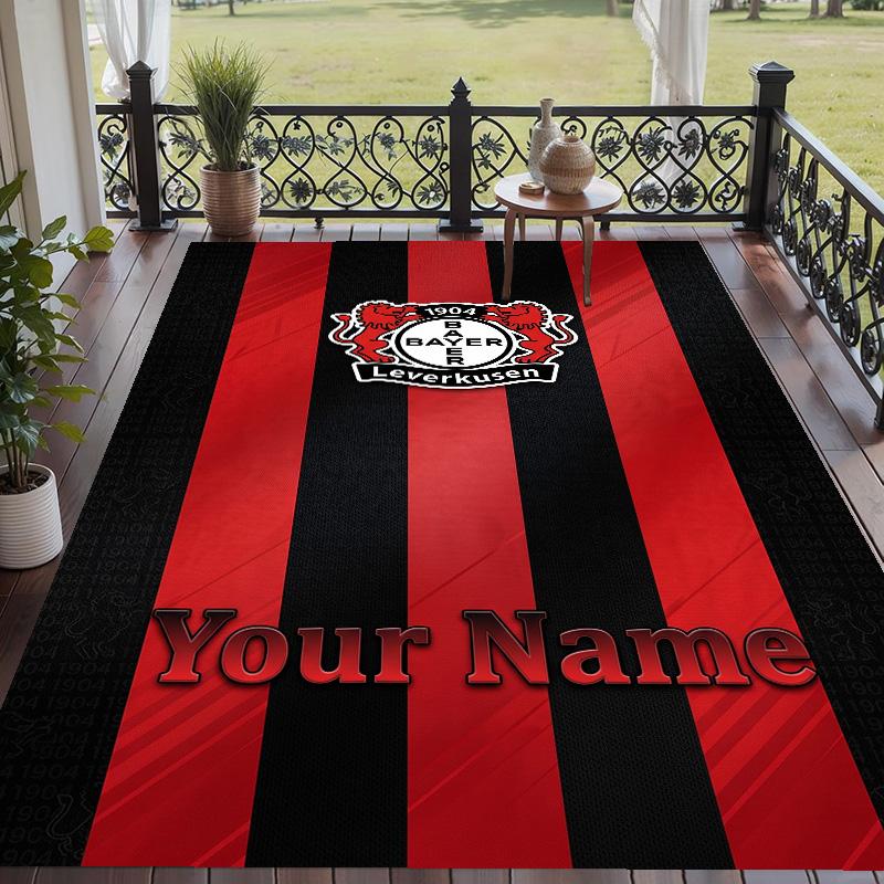 Custom Text Printed Rug Bayer Leverkusen Football Non Slip Floor Carpet For Home Room Decor