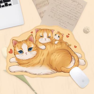 2pcs Cute Cat Small Mouse Pad, Special Cartoon Small Fresh I Non-slip Lock Edge Mouse Pad, Office Computer Keyboard Pad