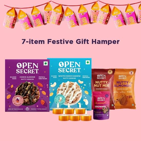 Open Secret Cookies | 7 Items | Diwali Gifts, Healthy Snacks, Chocolates Gift Pack, Cookies, Dry Fruits, Gift Hamper, Cookies Gift Packs