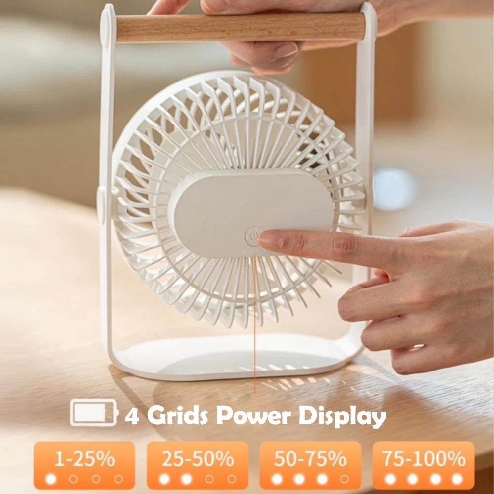 3000mAh Rechargeable Desk Fan Personal Portable Quiet 4 Speeds Adjustable Mini Table Desktop Fan for Cooling Home Office