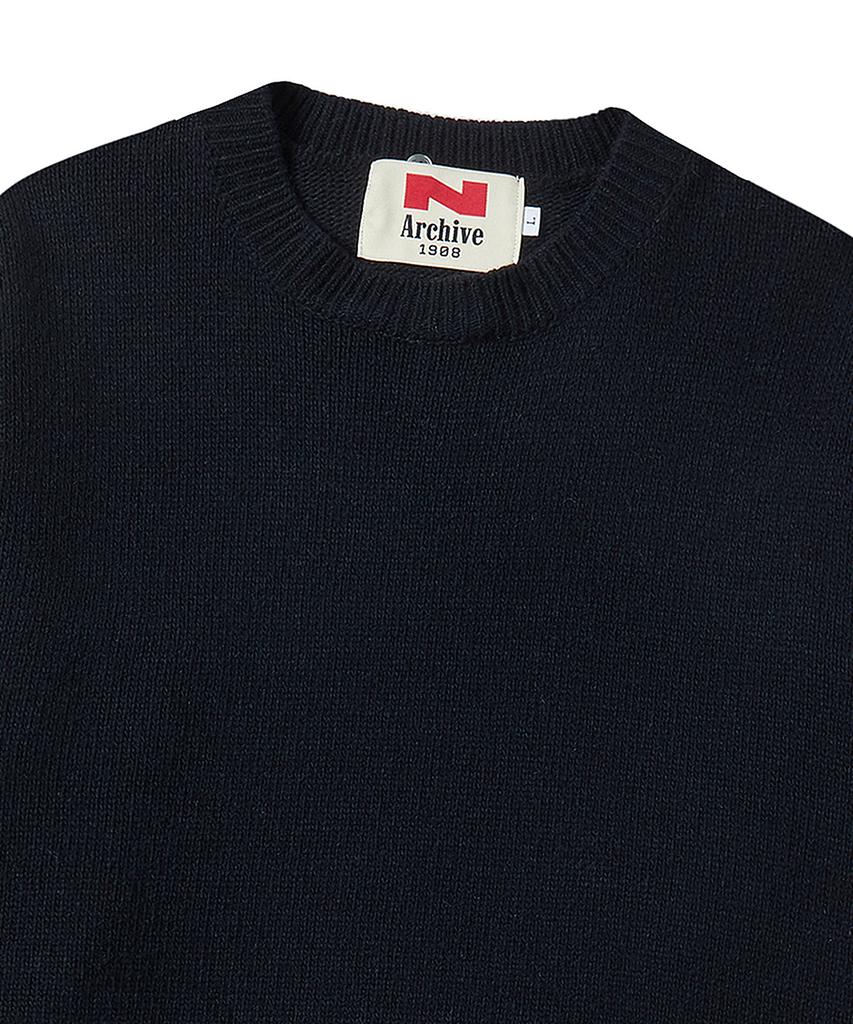BEYOND CLOSET [Collection Line] Modular Collar Wool Knit Navy