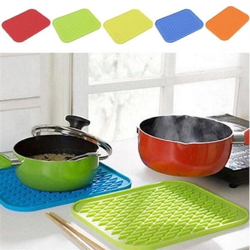 Kitchen Heat Non Slip Resistant Trivet Pot Silicone Holder Mat Tray Straightener Insulation Mats with Rich Colors