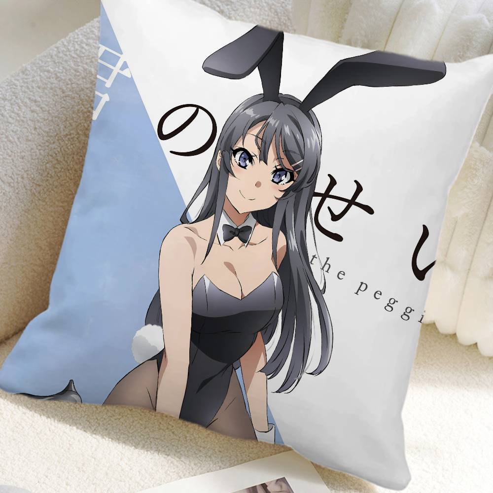 Anime Seishun Buta Yaro Black Stockings Pillow Case Square Pillow Bedroom Sofa Leisure Comfort Cushion Car Home Decoration