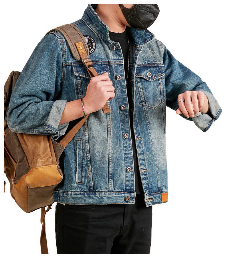 Xintang Men's Rhinestone-Studded Denim Jacket - Plus Size, Heavy Embroidery, Loose Fit Outwear