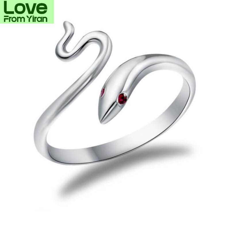 

Новое поступление, популярная мода, корейский стиль, ювелирные изделия из стерлингового серебра 925 пробы, красные кристаллы, змея, животное, женские открывающиеся кольца R102