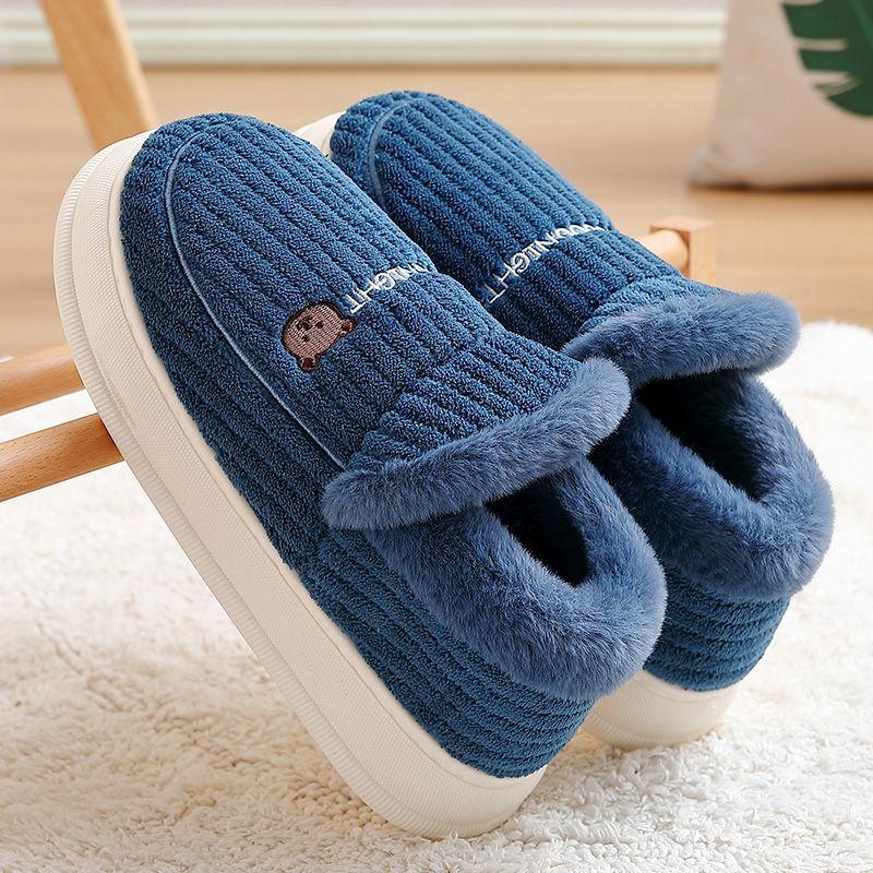 Cotton slippers winter bag heel outdoor wear indoor home non-slip cute plush couple cotton shoes