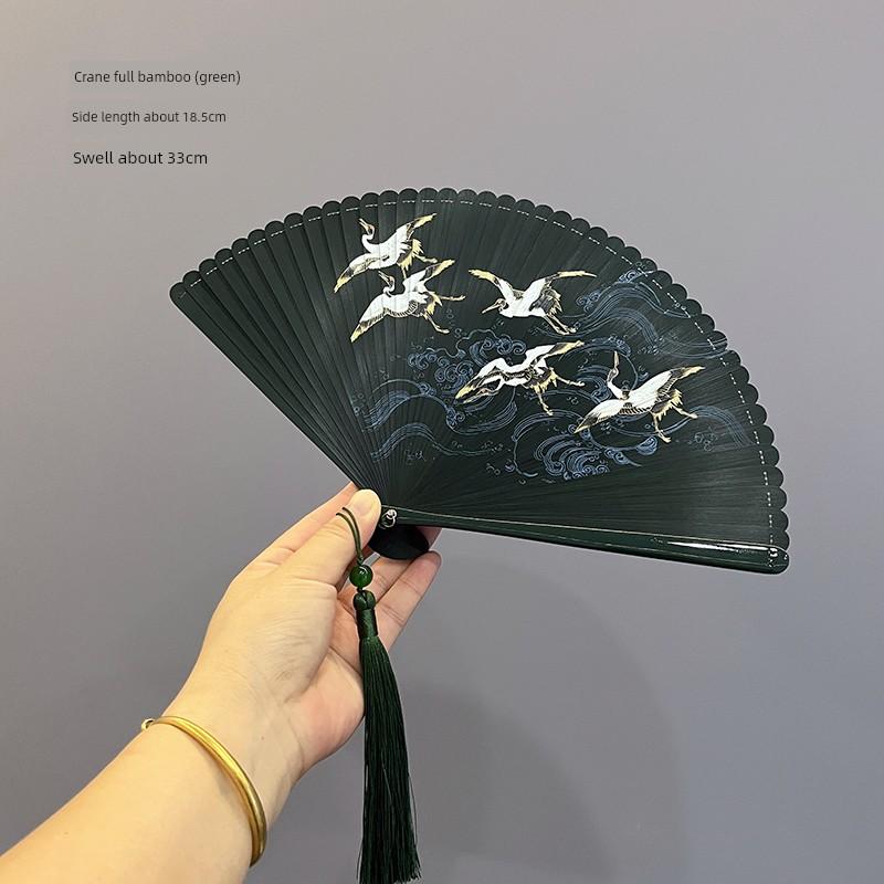 Cut Out 5-Inch Chinese Style Chinese Ancient Style Red and Black Folding Fan