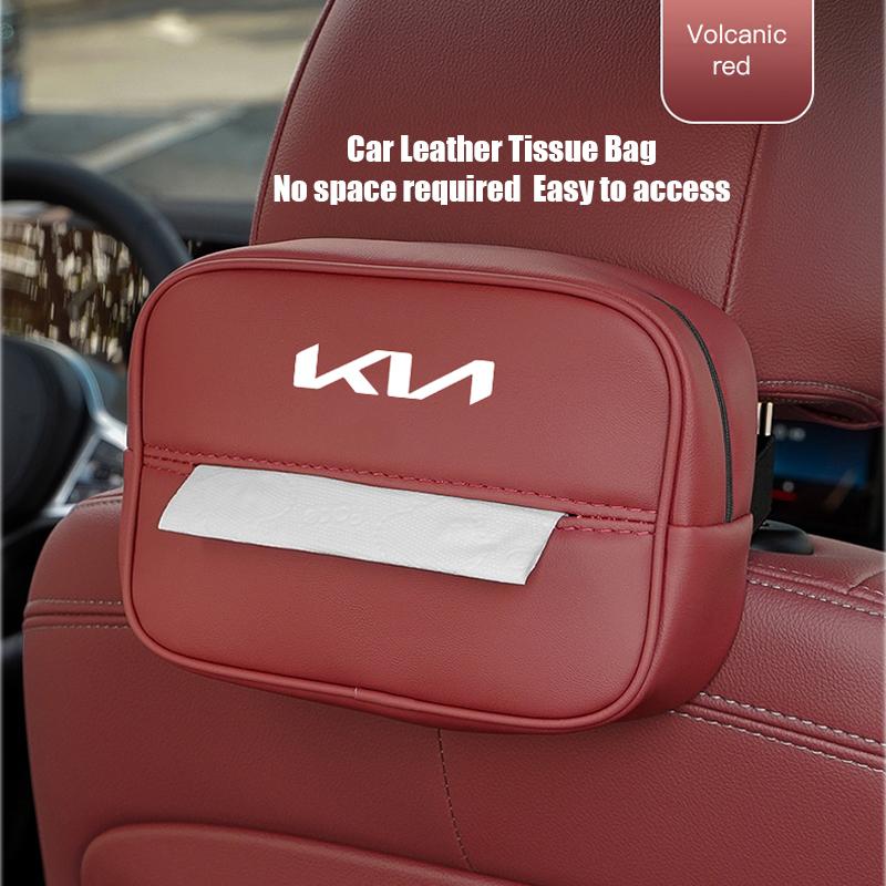 Car Tissue Box Auto Multi Functional Leather Kleenex Storage Bag For KIA Rio 4 Ev3 Ev6 Niro Stonic Sportage GT-Line Ceed Picanto Zqdtx40