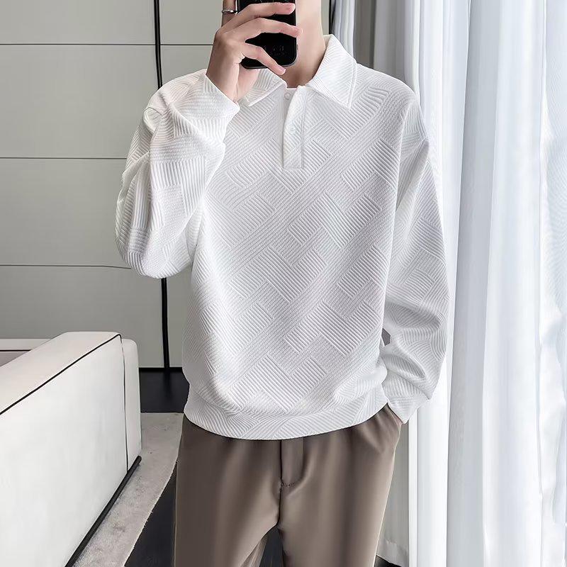 Men's Youthful Lapel Sweatshirt: Trendy Long Sleeve Polo, Stylish Autumn T-Shirt, Versatile Cool Student's Brand Top