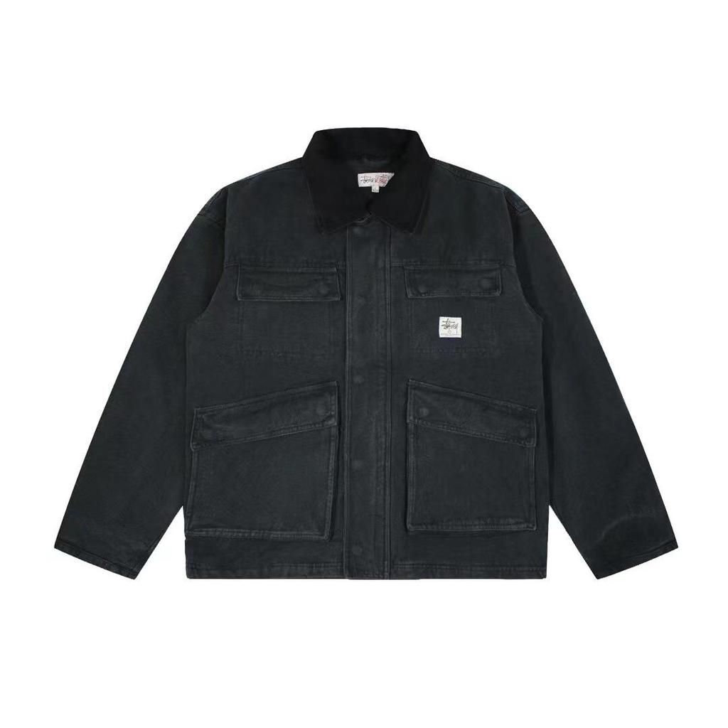 High-Quality Vintage Washed Canvas Lapel Jacket - Zipper Loose Fit for Couples