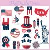 American Independence Day Photo Props Set With 20 Paper Party Decorations For Celebrations