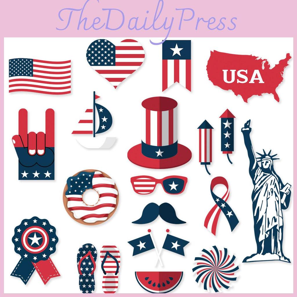 American Independence Day Photo Props Set With 20 Paper Party Decorations For Celebrations