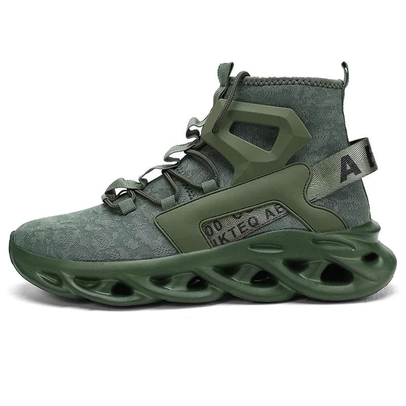 

YRZL мужские легкие высокие кроссовки дышащие нескользящие удобные сетчатые кроссовки для мужчин модные повседневные кроссовки 42 зелёный