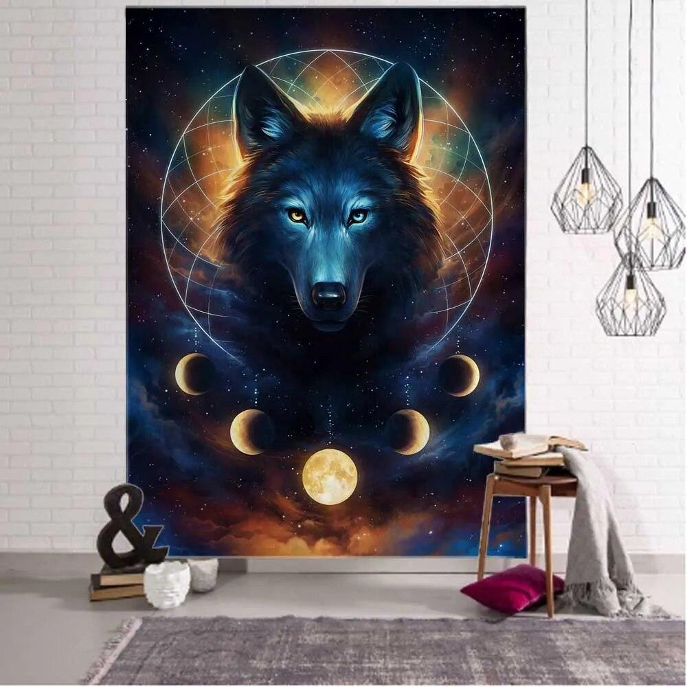 Fantasie Wolf Wandteppich Hängen Tier Zimmer Dekoration Böhmischen Psychedelic Mandala Hause Schlafsaal Wand Dekoration