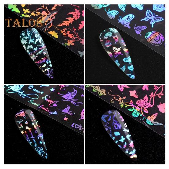 10ks/sada nálepka na nehty 3D gradientní lesklý laserový motýl ve tvaru barevného obtisku na nehty pro salon