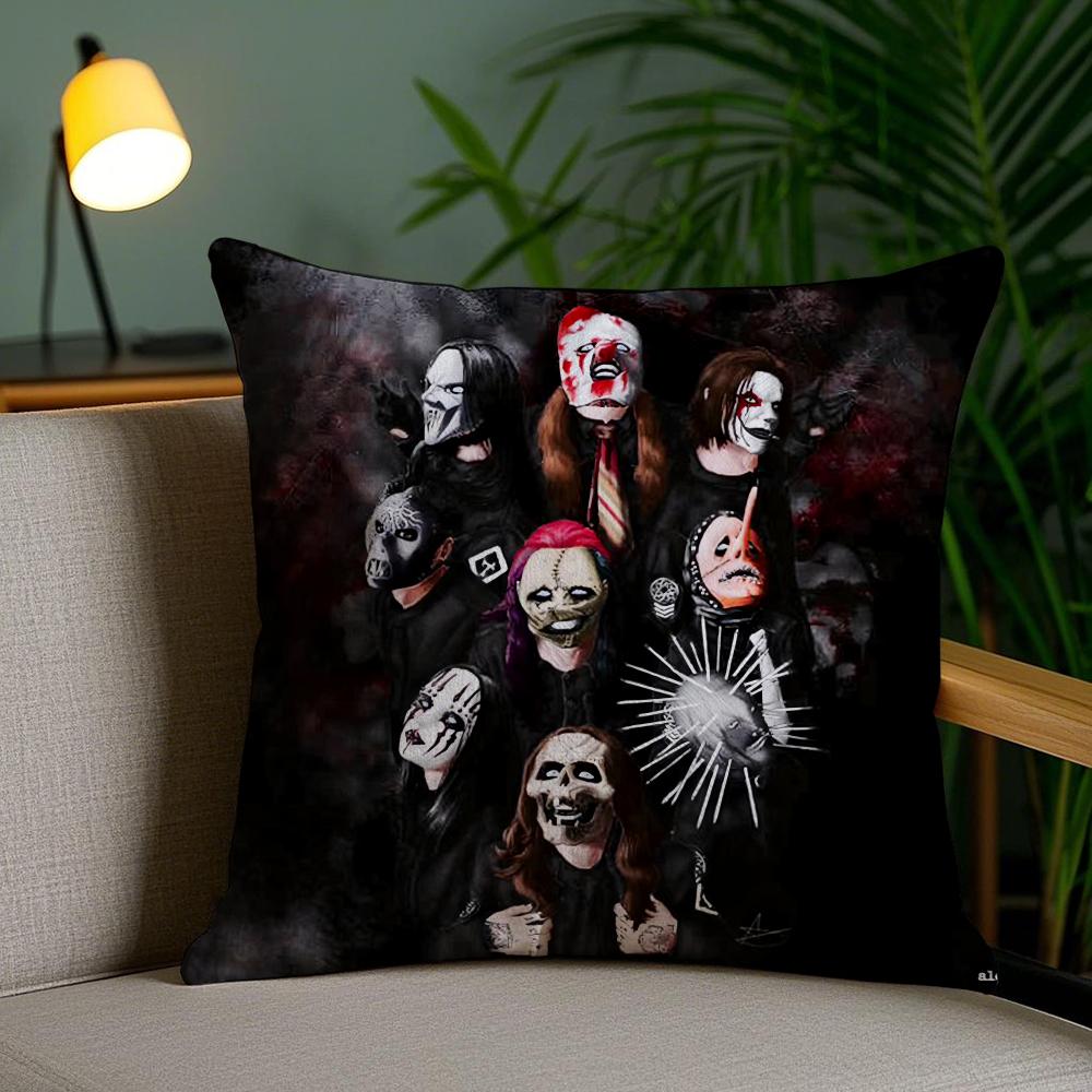 Band S-Slipknot Cushion Cover Plush Fabric Soft Double-Sided Printed Sofa Pillow Case Colorfast Home Decor Gift
