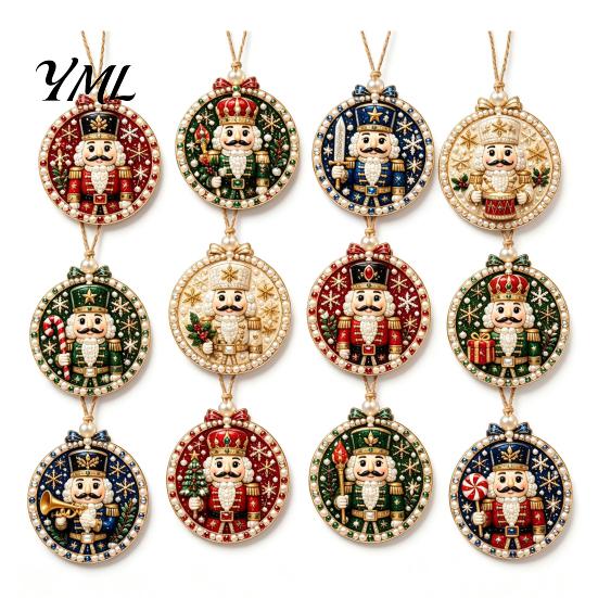 Decoración Artística de Pedrería para Adultos 12 Piezas Kit de Adorno de Pintura Navideña DIY, Juegos de Medias de Perlas Artificiales Decoración Colgante para Adultos, Corona de Árbol Festivo
