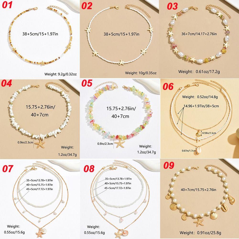 Elegant Tassel Starfish Shells Necklace Metal Clavicle Chain Exquisite Charm Choker