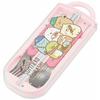 Skater Kids' Ag+ Antibacterial Trio Set: Chopsticks, Spoon, and Fork, Sumikkogurashi Design, Camping, Made in Japan, TACC2AG-A
