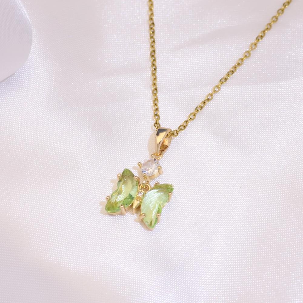 Fashion Artificial Crystal Butterfly Pendant Necklaces for Women Zirconia Necklace Wedding Party Jewelry Accessories
