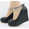 2024 Spring Wedges Women Shoes  Heels Platform Office Party Wedding Pu 10.8cm Shoe Rhinestone Elegant Women Pumps Zapatos Mujer