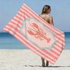 Funny Lobster Beer Print Beach Towel Stripe Summer Pattern Quick Dry Absorbent Sand Free Towel for Pool Camping Travel