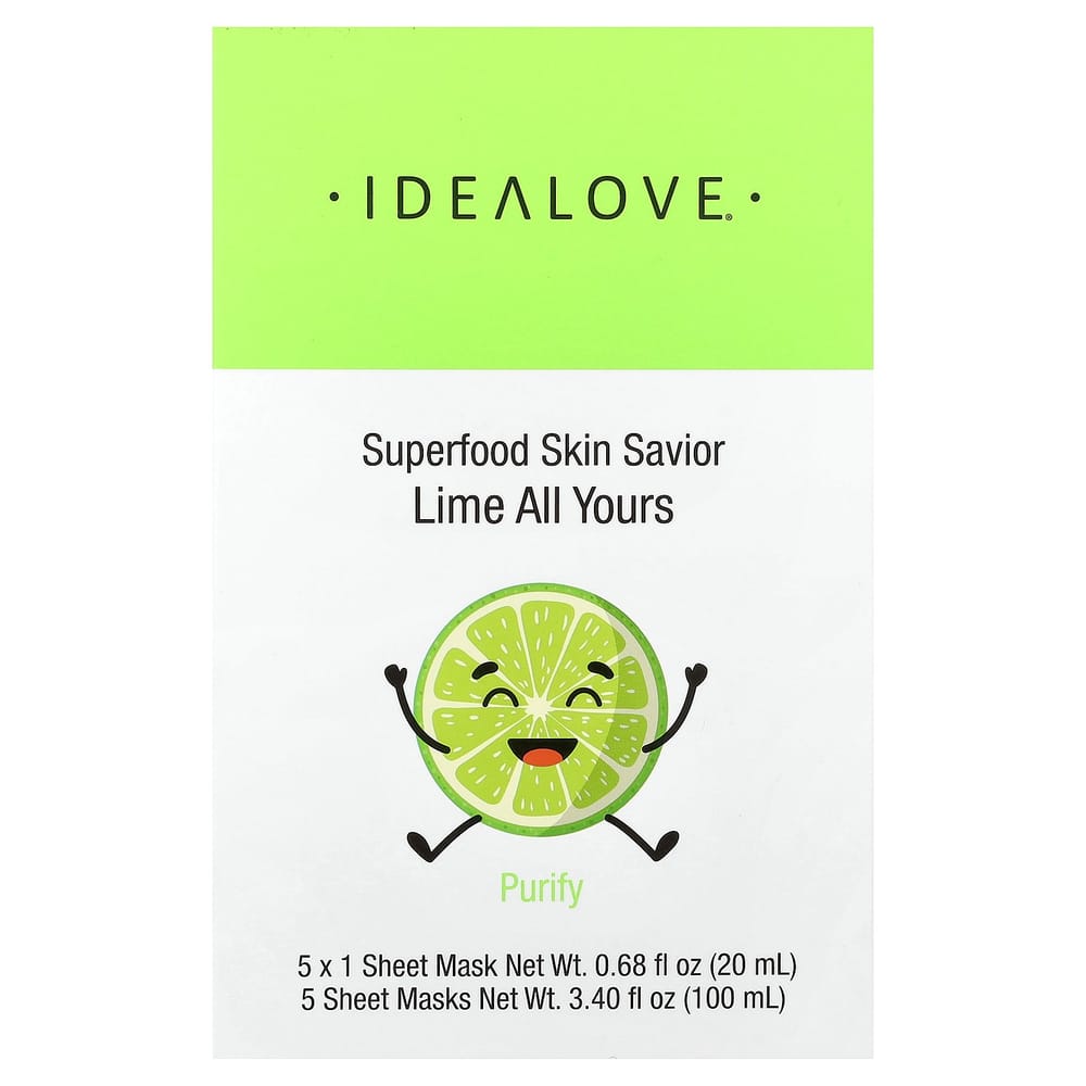 Ideallove Superfood Skin Savior Lime Mask, 5 Count x 20ml (0.68oz)