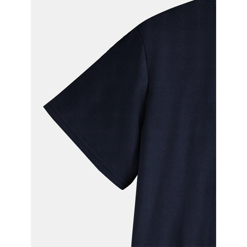 European Size Men's Line Rugby Pattern Spring Summer Autumn Casual Crew Neck Short T-Sleeve