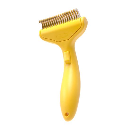 Pet Detangling Comb Deshedding Tool with Curved Stainless Steel Teeth жёлтый