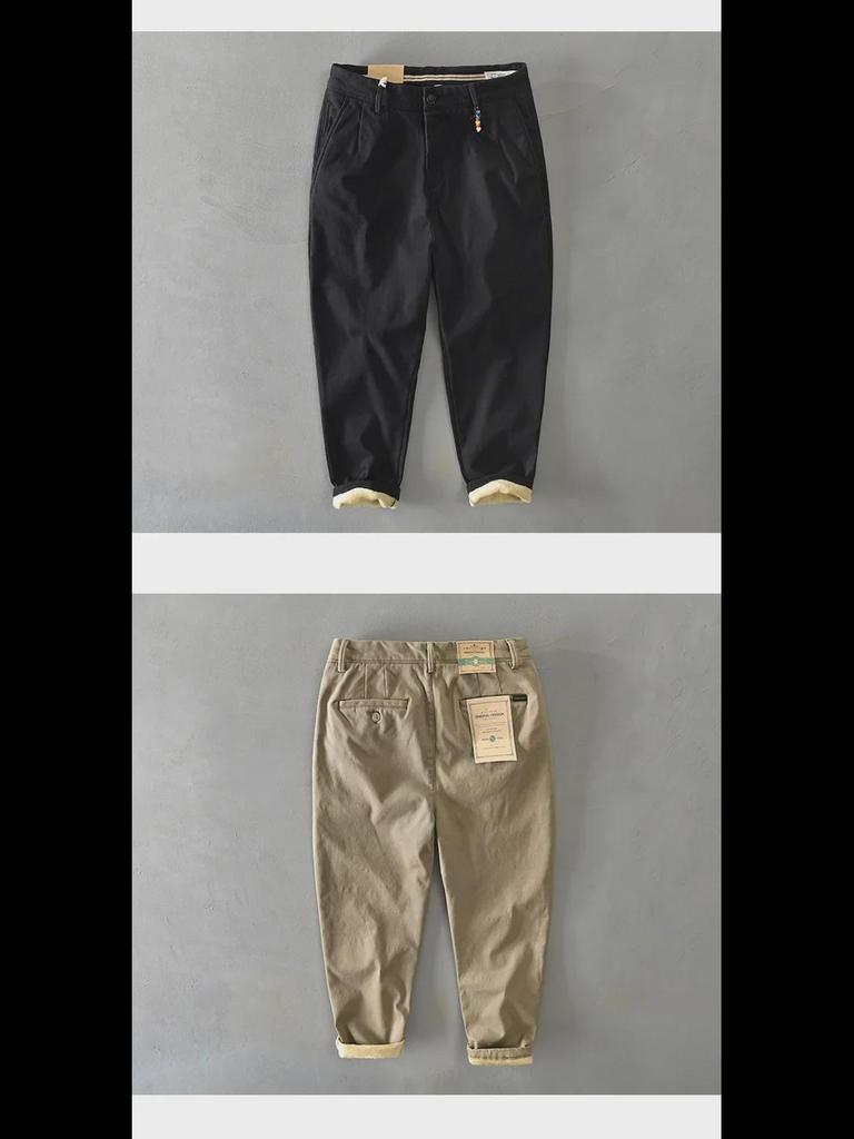 Men's Plus Velvet Thickened Japanese Style Casual Pants for Autumn/Winter