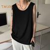 Men Vest Sleeveless Round Neck Solid Color Vest Loose Fit Casual Sport Tank Tops Streetwear Daily Wear