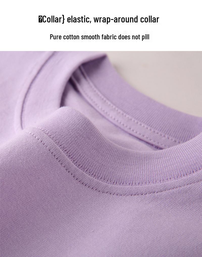 Boys' Summer Korean Style Solid Color Drop Shoulder T-Shirt, Loose Fit, Half Sleeve