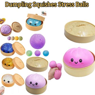 Kolorowe pierożki Squishies Piłeczki antystresowe Fidget Zabawki sensoryczne Symulacja jedzenia Squishies Bułka z parowarem Piłeczka z ciasta do ściskania Prezenty