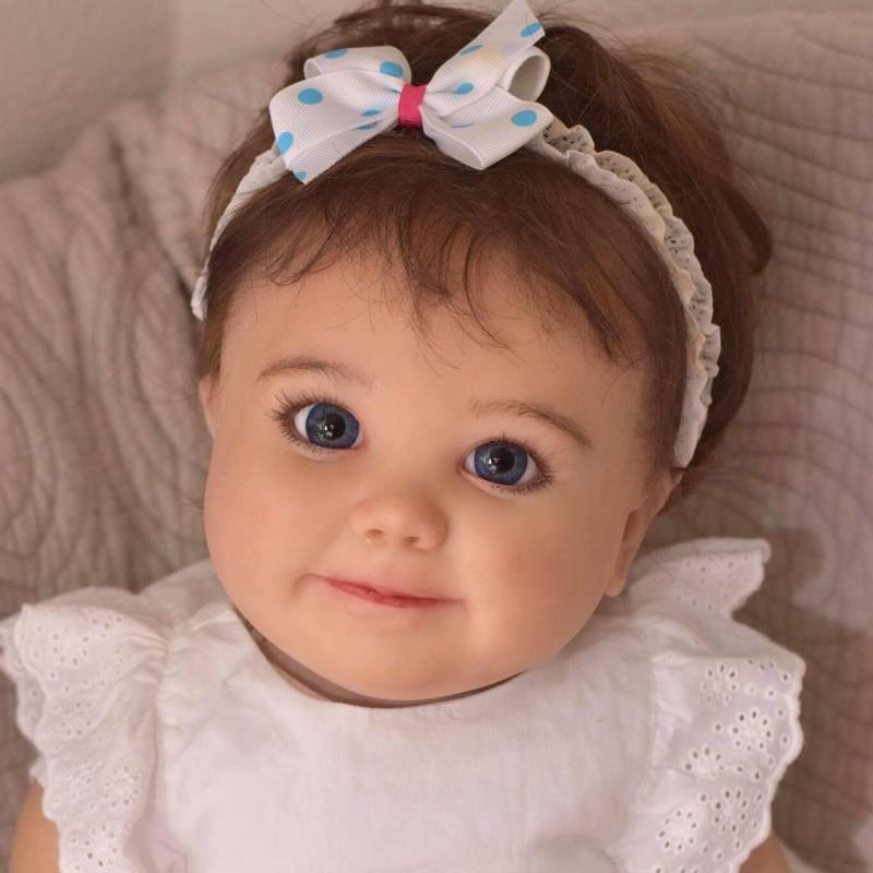 Lovely 60cm Reborn Toddler Doll JUNE Awake Soft Cloth Body Princess Newborn Baby Doll Handmade 3D Painted Skin Realistic Baby Dolls for Kids Play Toys
