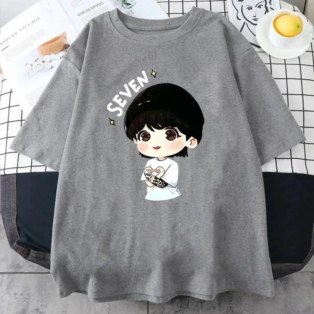 JungKook Seven T-shirt Harajuku WoMen's Aesthetic Fun Kawaii Short Sleeved Unisex Casual Sports Print T-shirt Women Clothing