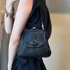 Borsa da Sotto Braccio in Pelle Imperatrice Vedova Saturno Borsa a Clip Impunturata Casual di Nicchia a Catena Portatile a Spalla Singola Crossbody Borsa a Raviolo