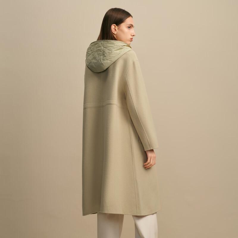 Elva' Island Women's Detachable Hood Mid-Length Double-Sided Wool Coat