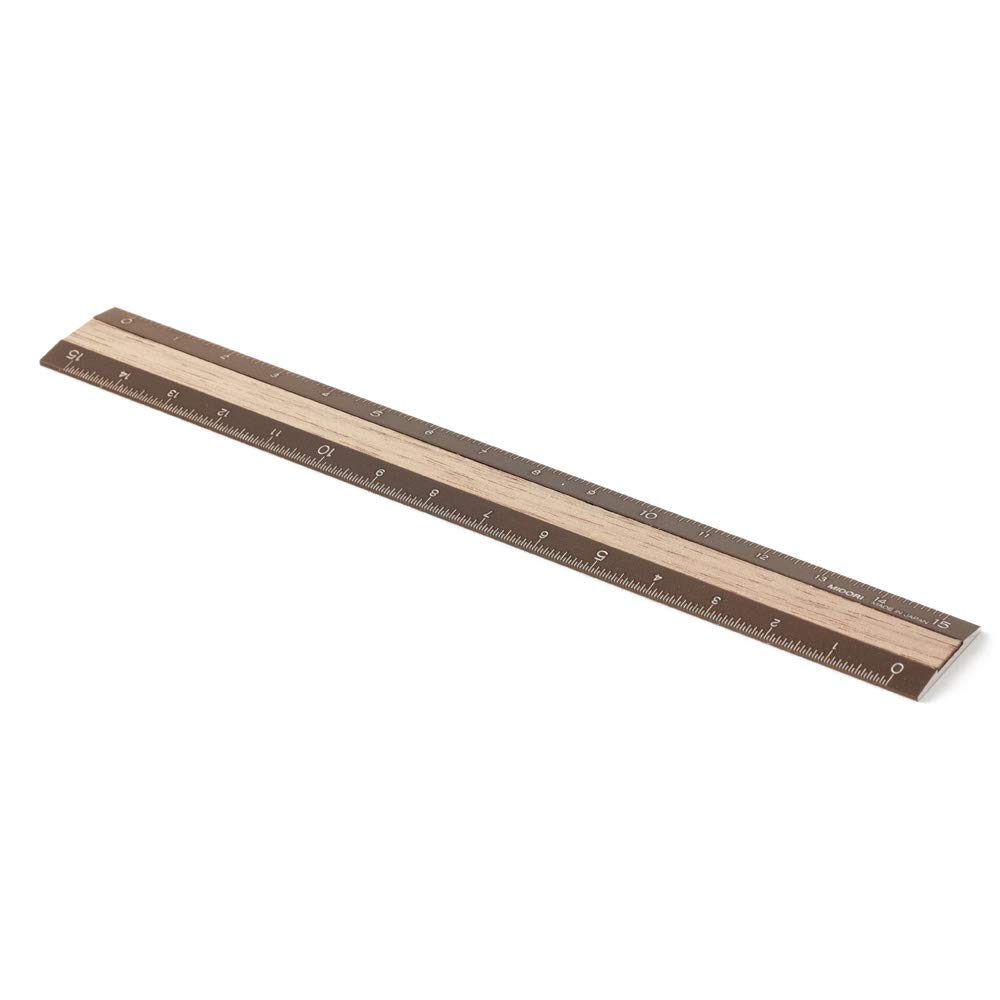 DESIGNPHIL Midori 15cm Aluminum Wood Ruler Brown 42280006 - Durable & Stylish
