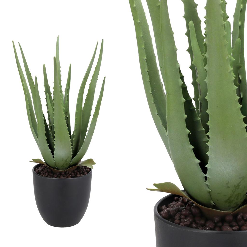 Sztuczna Aloes w Doniczce, 45 cm Wysokości, Zielony, Jak Żywa Dekoracja
