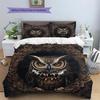 Retro Patterned Owl  Pattern Bedding Quilt Set Quilt Cover Pillowcase Home Decoration  Gift (1 * Duvet Cover + 2 * Pillowcase, Without Core)
