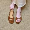Retro Niche Design Open-toed Sandals Women's 2025 New Simple White Word with Flat Roman Shoes Outside