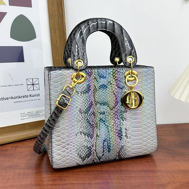 

Новая высококлассная сумка из змеиной кожи в стиле легкой роскоши, портативная, на плечо, мессенджер, женская сумка серый