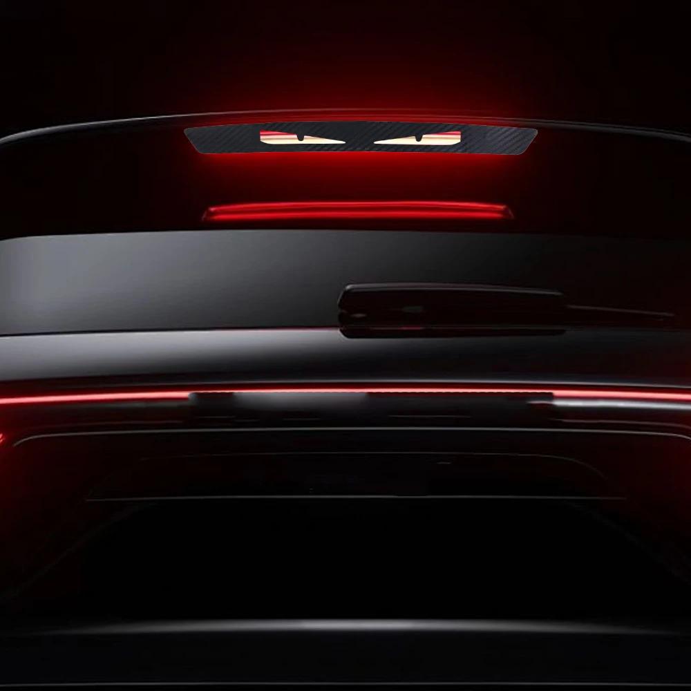 1-4pcs New Carbon Fibre Car Stickers Brake Tail Light Warning Stickers Personalized High End Creative Decals Auto Accessories
