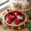 Celebration Decoration Warm Knitted Pet Scarf Cozy Red Color Pet Accessories Warmer Neckerchief Photo Prop