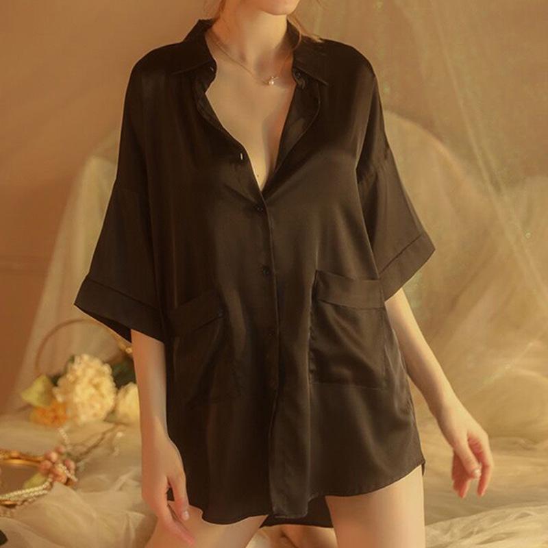 Women's Chiffon Boyfriend Style Lingerie: Sexy Nightdress with Easy Removal Feature
