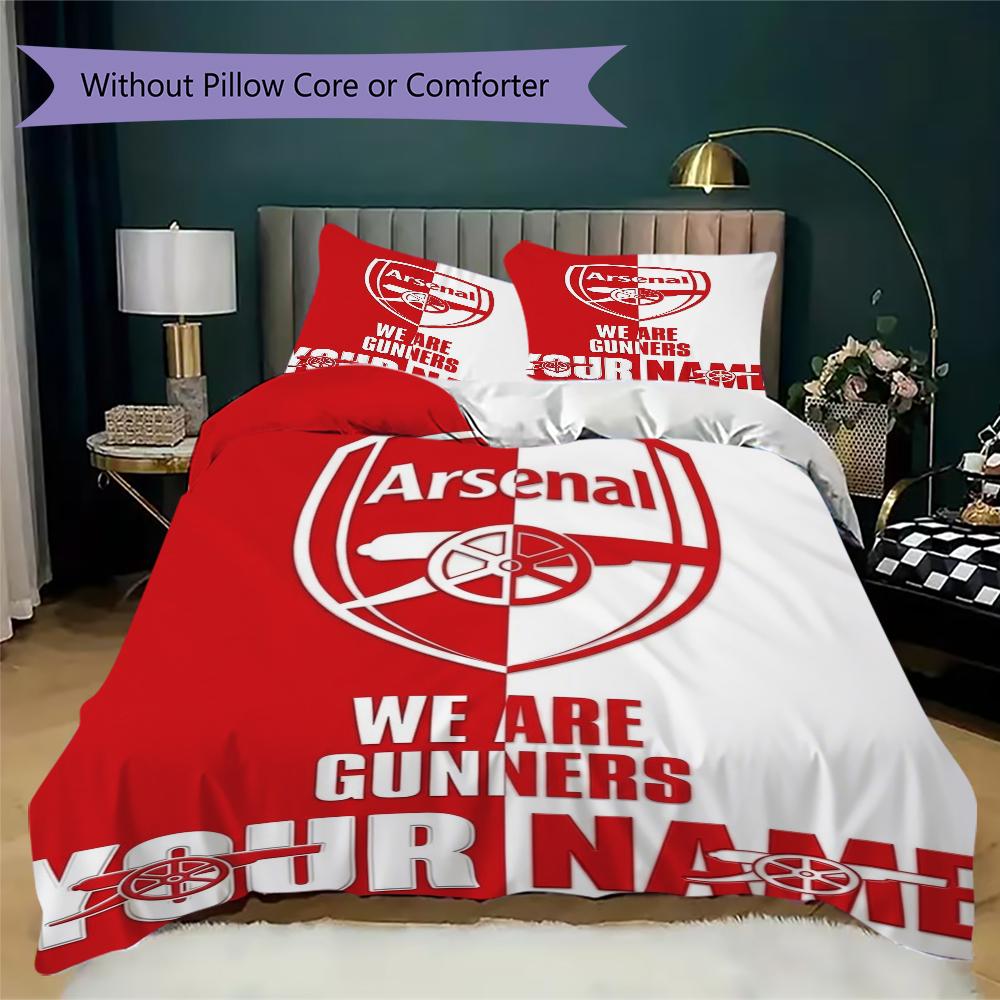 Custom Name Arsenal Pattern Bedding Uilt Set Uilt Cover Pillowcase Home Decoration Birthday Gift (1*duvet Cover+2*pillowcase Without Core)